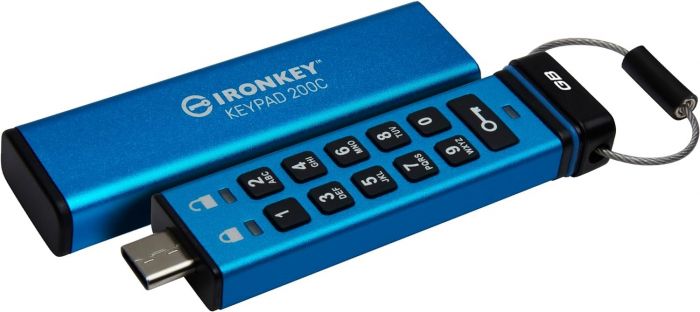Флеш-накопичувач USB3.2 128GB Kingston IronKey Keypad 200 Type-C Blue (IKKP200C/128GB)