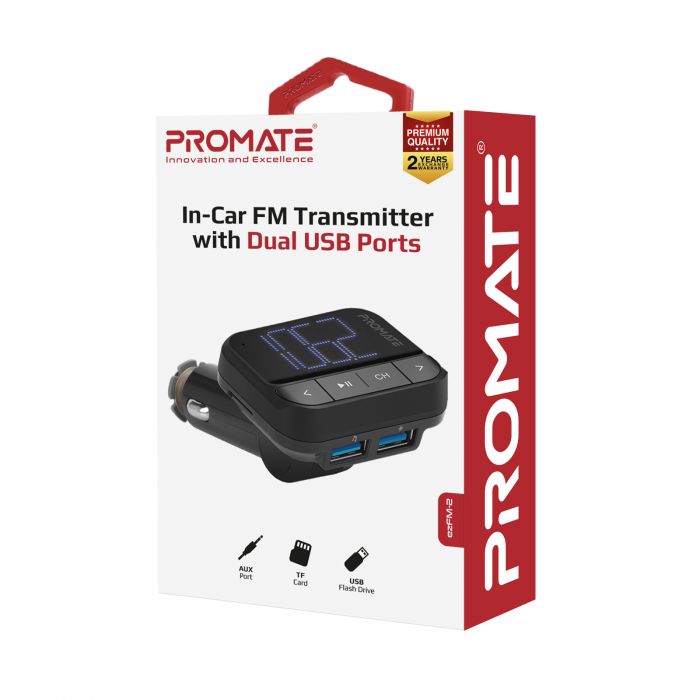 FM-трансмітер Promate ezFM-2 AUX/SD/USB Black