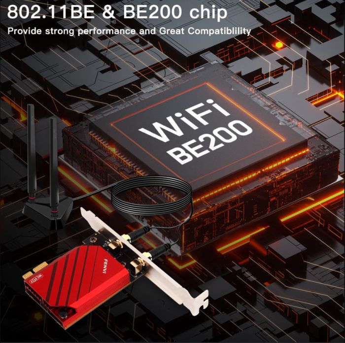 Бездротовий адаптер Fenvi FV-BE8800Pro Wi-Fi 7, Bluetooth 5.4 Gaming Tri Band 2.4G/5G/6GHz