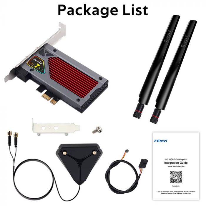 Бездротовий адаптер Fenvi FV-BE8800RGB Wi-Fi 7, Bluetooth 5.4 Gaming Tri Band 2.4G/5G/6GHz