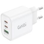 Зарядний пристрій Foneng GaN10 (1хUSB, 2хUSB-C) 65W White (GaN10-EU-CH-TC-W) + кабель USB Type-C