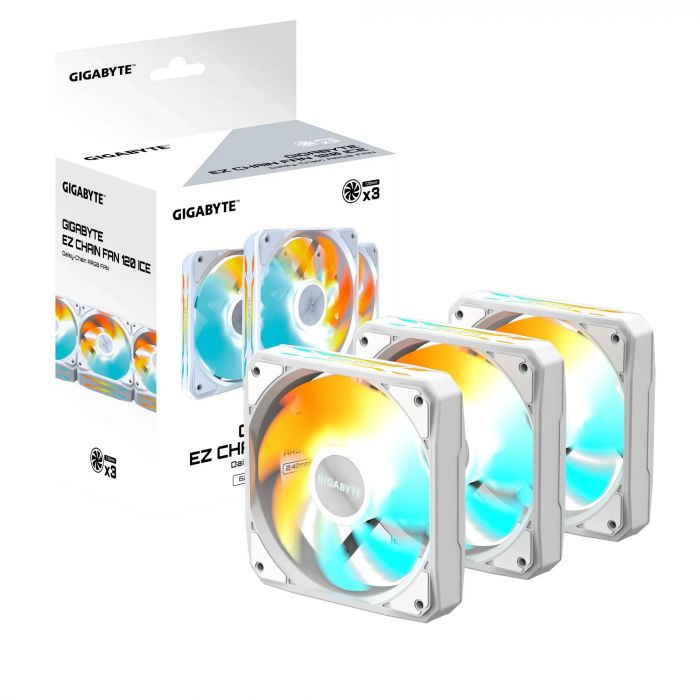 Вентилятор Gigabyte EZ Chain Fan 120 Ice 3-Pack White (GP-GBT EZFAN1203 ICE)