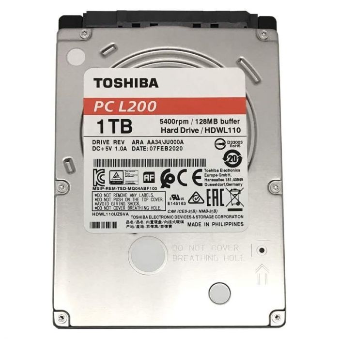 Накопичувач HDD 2.5" SATA 1.0TB Toshiba L200 5400rpm 128MB (HDWL110EZSTA)