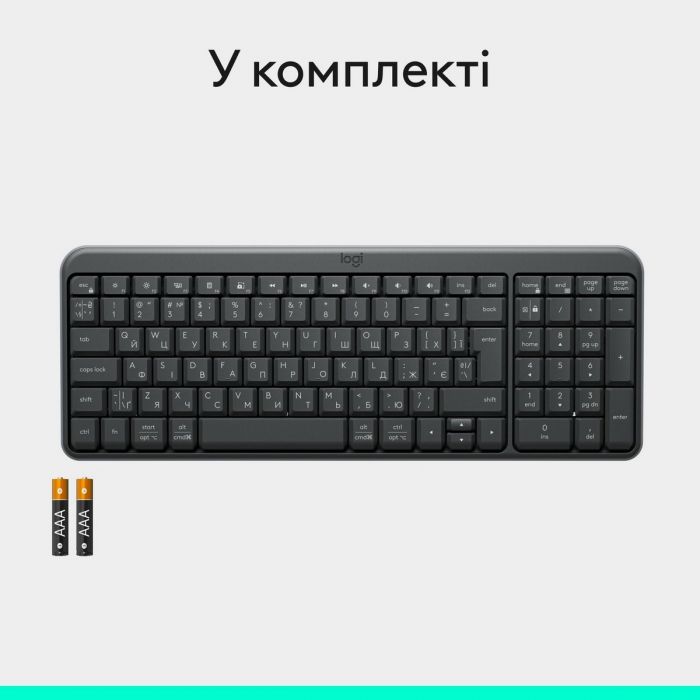 Клавiатура бездротова Logitech K250 Graphite (920-013822)