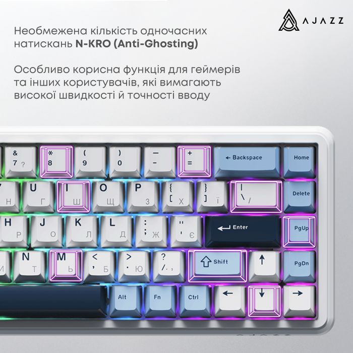 Клавіатура бездротова Ajazz AK680 Max (8+8K) Magnetic Switch White (AK680-M-BWD-A)