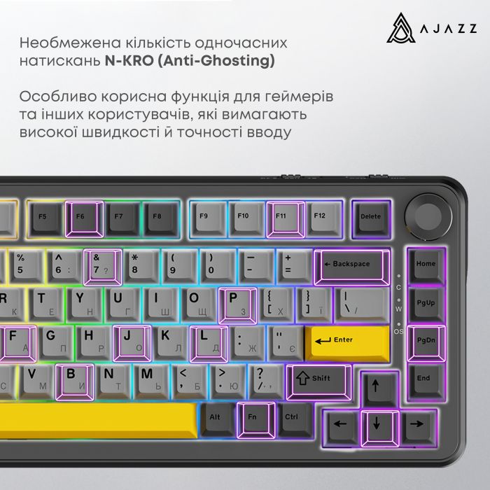 Клавіатура бездротова Ajazz AK820 Max Plus Day Dream Switch Black (AK820MAX-DD-BGY)