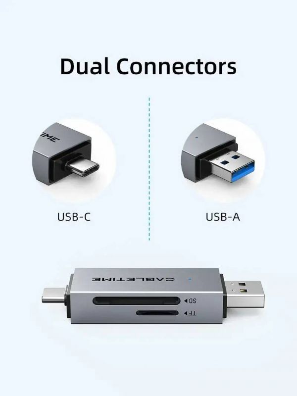 Кардрідер Cabletime USB3.0 A + USB Type-C, SD/TF, 5Gbps (CD40G)