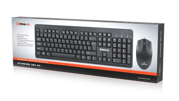 Комплект (клавіатура, миша) REAL-EL Standard 504 Kit Black (EL123100037)