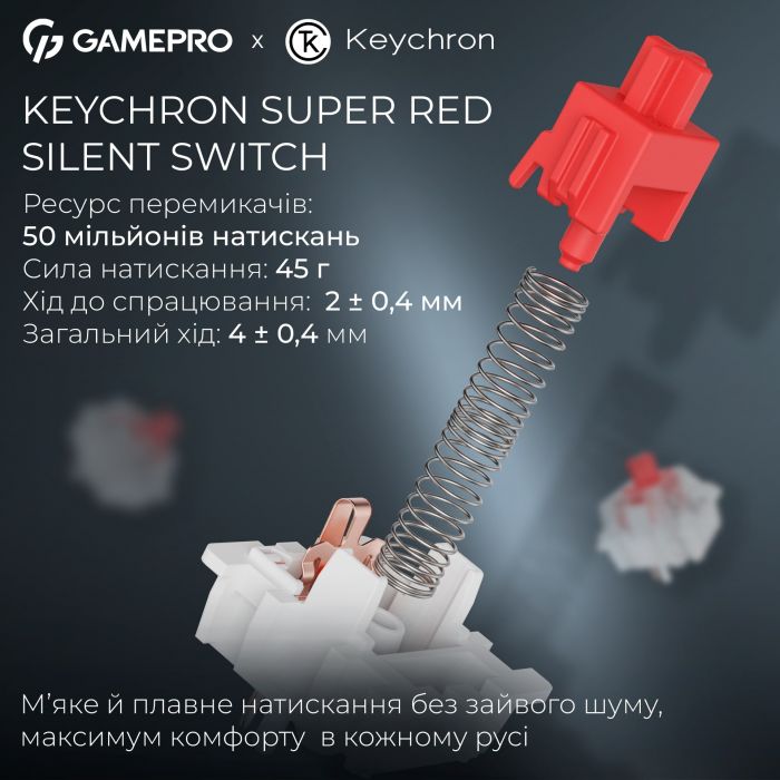 Клавіатура бездротова GamePro Asgard Yord Keychron Super Red Switch Blue (MK266BL)