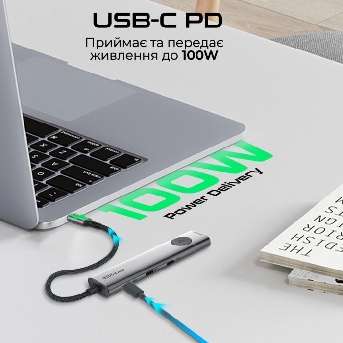 USB-хаб Promate ComandHub-Lite USB Type-C Grey 