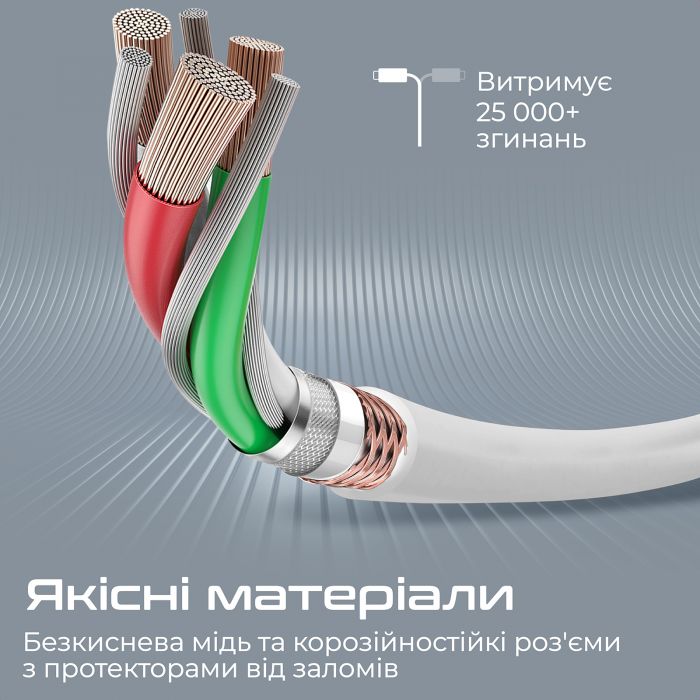 Кабель Promate PowerLine-Ci120 USB Type-C - Lightning (M/M), 3 A, 20 W, 1.2 м, White