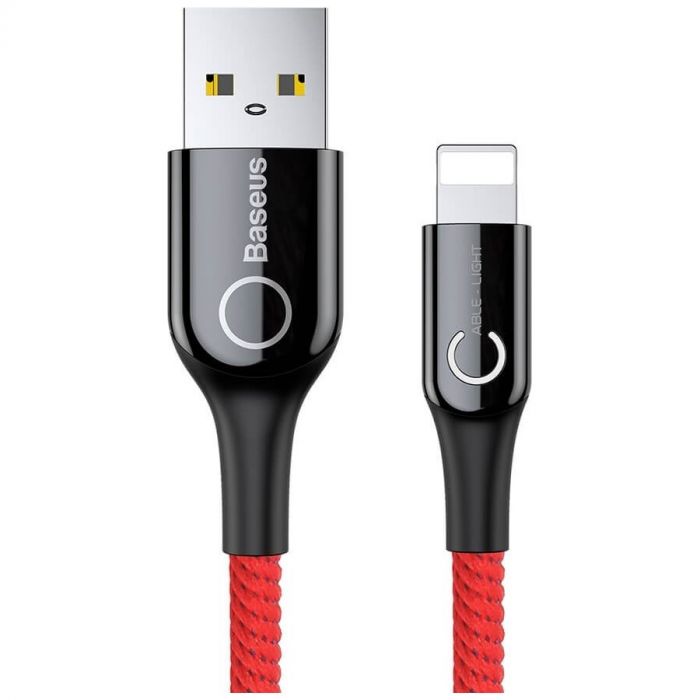 Кабель Baseus C-shaped Light Intelligent Power-Off USB - Lightning, 2.4A, 1м Red (CALCD-09)