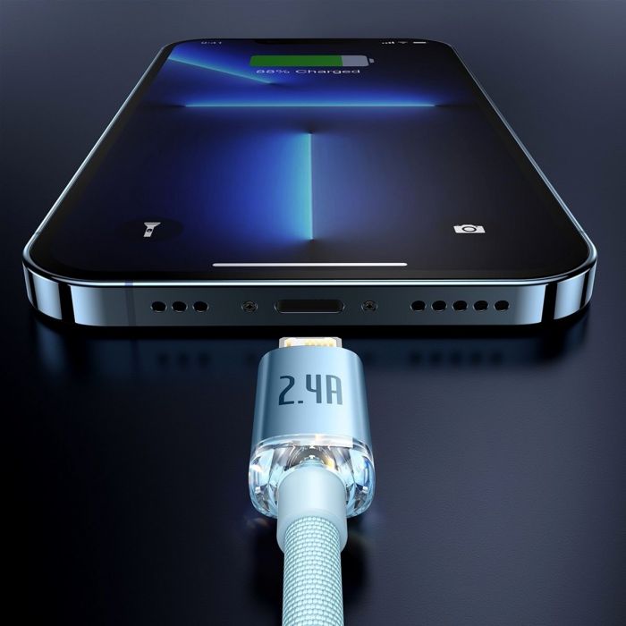 Кабель Baseus Crystal Shine USB - Lightning (M/M), 2.4A, 2 м Sky Blue (CAJY001203)