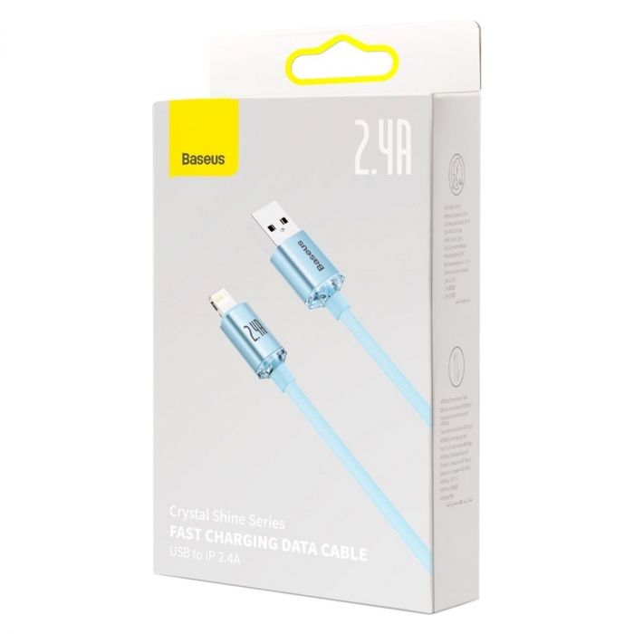 Кабель Baseus Crystal Shine USB - Lightning, 2.4A, 2м Sky Blue (CAJY001203)