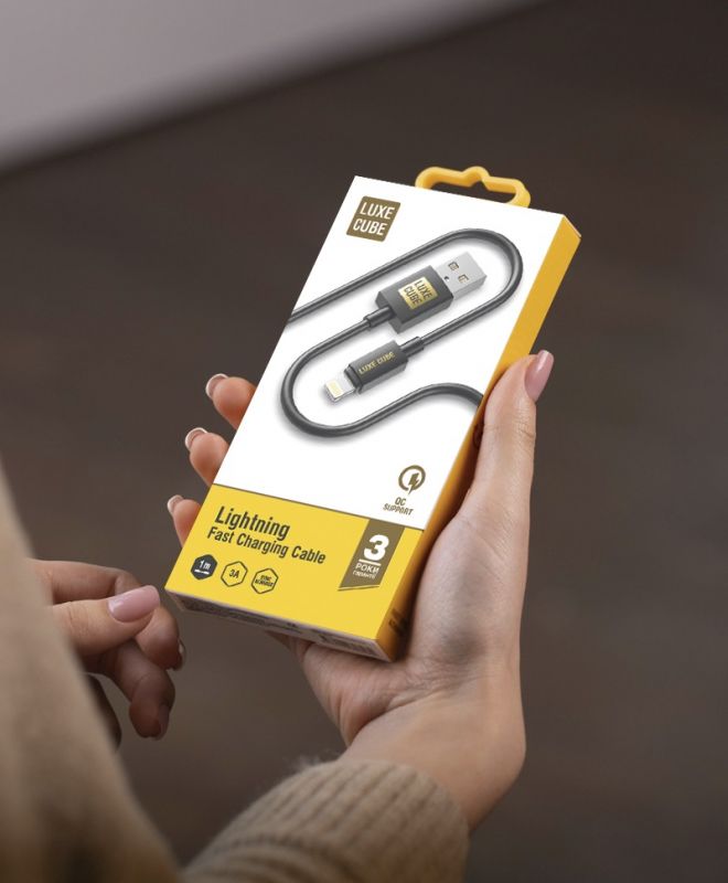 Кабель Luxe Cube USB - Lightning (M/M), 3А, 2 м, чорний (8886888698445)