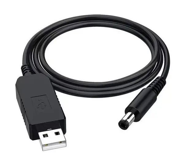 Кабель живлення USB - DC (M/M), 5.5х2.1 мм, 12V, 1 м, Black (2000985587648)