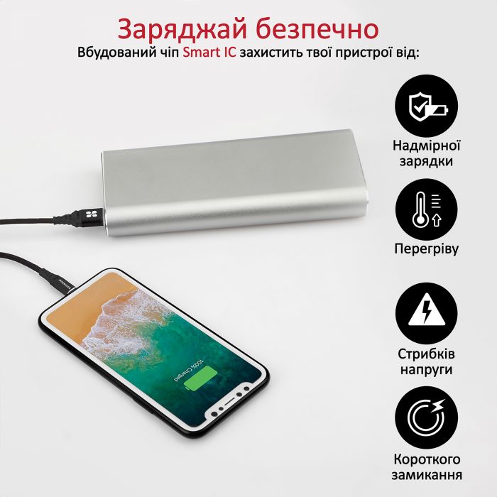 Кабель Promate NerveLink-i USB - Lightning (M/M), 2.4 A, 1.2 м, Black