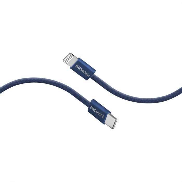 Кабель Promate EcoLine-Ci120 USB Type-C - Lightning (M/M), 3 A, 27 W, 1.2 м, Navy