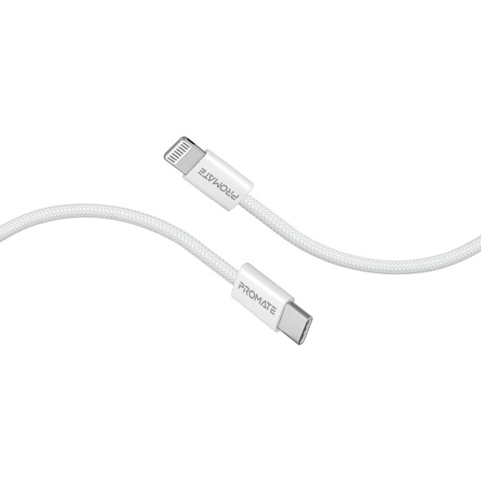 Кабель Promate EcoLine-Ci120 USB Type-C - Lightning (M/M), 3 A, 27 W, 1.2 м, White