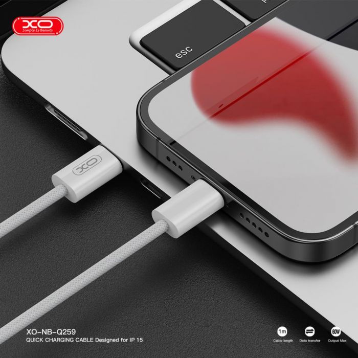 Кабель XO NB-Q259 USB Type-C - USB Type-C (M/M), 1 м, White (XO-NB-Q259-WH)