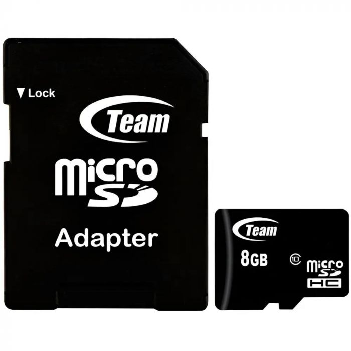 Карта пам`ятi MicroSDHC 8GB Class 10 Team + SD-adapter (TUSDH8GCL1003)-