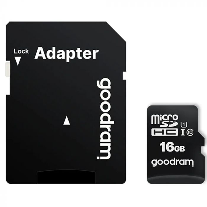 Карта пам`яті MicroSDHC 16GB UHS-I Class 10 GOODRAM + SD-adapter (M1AA-0160R12)