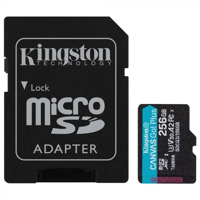 Карта пам`яти MicroSDXC 256GB UHS-I/U3 Class 10 Kingston Canvas Go! Plus R170/W90MB/s + SD-адаптер (SDCG3/256GB)