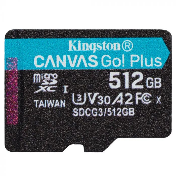 Карта пам`яті MicroSDXC 512GB UHS-I/U3 Class 10 Kingston Canvas Go! Plus R170/W90MB/s (SDCG3/512GBSP)