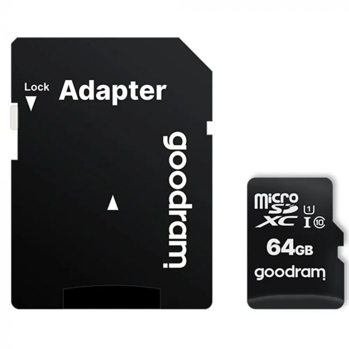 Карта пам`ятi MicroSDXC 64GB UHS-I Class 10 GOODRAM + SD-adapter (M1AA-0640R12)