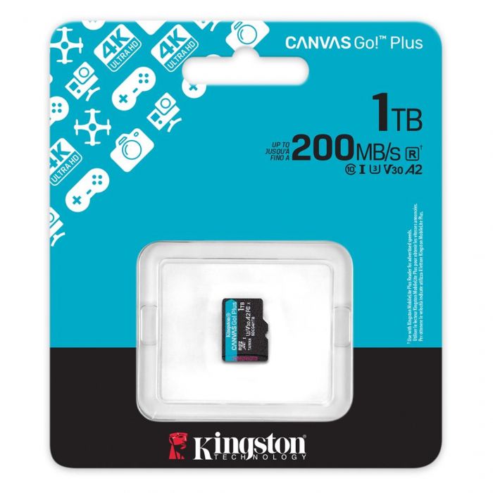 Карта пам`яті MicroSDXC 1TB UHS-I/U3 Class 10 Kingston Canvas Go! Plus R200/W160MB/s (SDCG4/1TBSP)