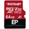 Карта пам`ятi MicroSDXC 64GB UHS-I/U3 Class 10 Patriot EP A1 R90/W80MB/s + SD-adapter (PEF64GEP31MCX)