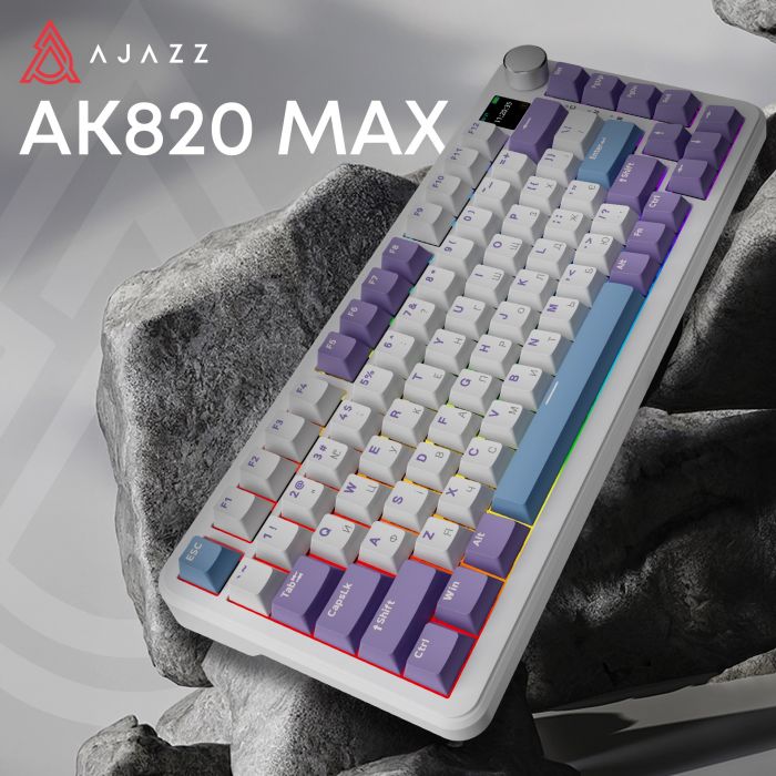 Клавіатура бездротова Ajazz AK820 MAX Magnetic Switches Purple (AK820MAX-M-PWB)