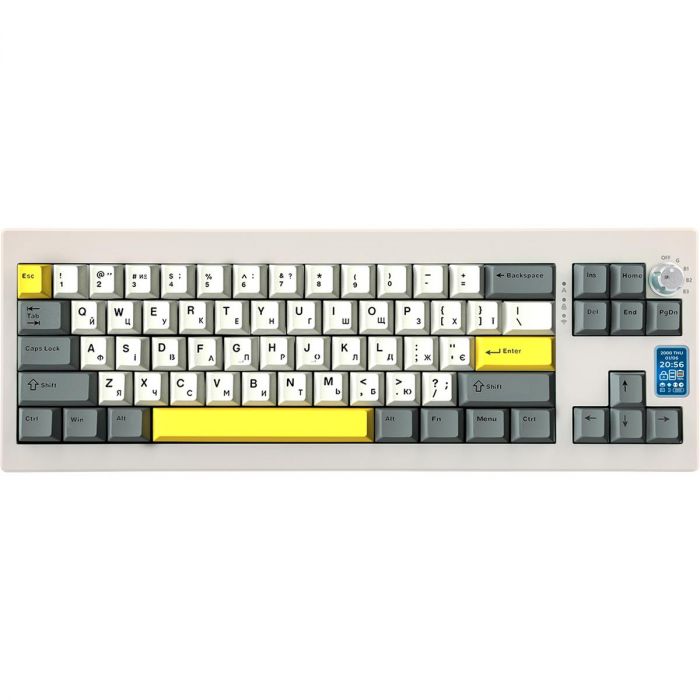 Клавіатура бездротова Epomaker Shadow-X 70% Wisteria Linear Switch Hot-Swap (2.4G/BT/USB) LCD Screen RGB UA White (SHX-W-WL)