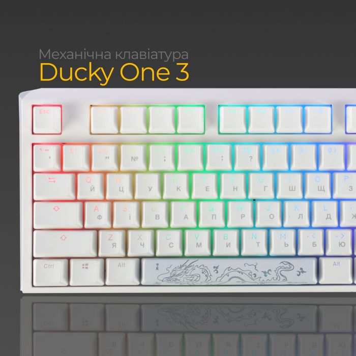 Клавіатура Ducky One 3 TKL Cherry MX Brown RGB UA USB White (DKON2187ST-BUAPXPWWWSC1)