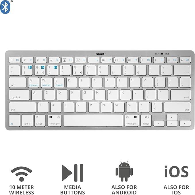 Клавіатура бездротова Trust Bluetooth Basics White (25486)