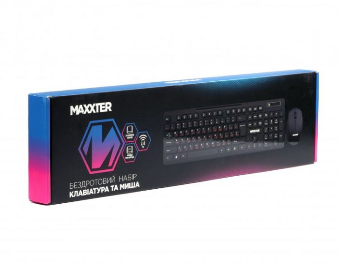 Комплект (клавіатура, миша) бездротовий Maxxter KMS-WCM-02B-UA Black