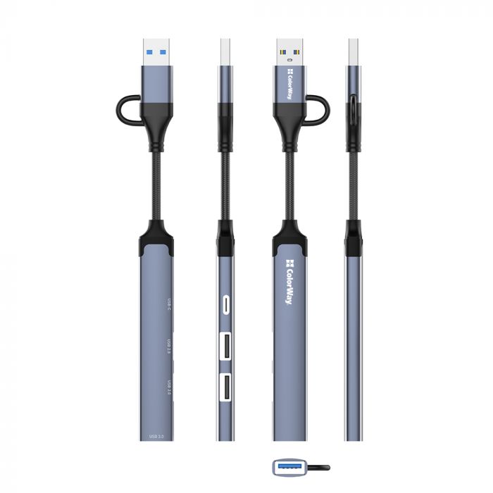 USB-хаб СolorWay USB Type-A/USB Type-C 4-в-1 (CW-HUB06)