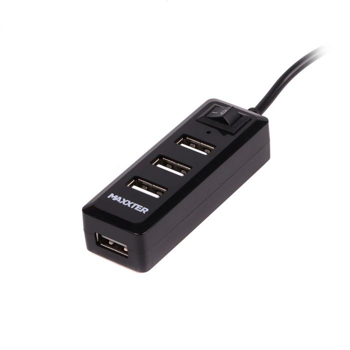 Концентратор USB 2.0 Maxxter 4хUSB2.0 Black (HU2A-4P-AC-03)