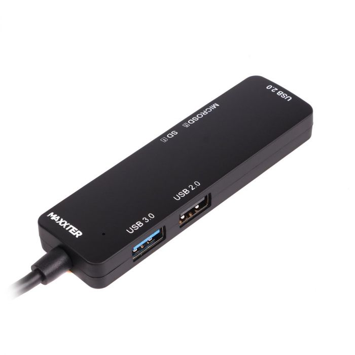 Концентратор USB Type C Maxxter USB3.0, 2хUSB2.0, SD, Micro SD Black (HU3C-3PTF-01)