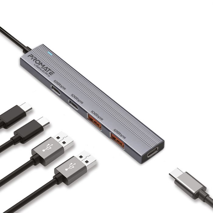 USB-хаб Promate LiteHub-Pro USB Type-C 4-в-1 Grey