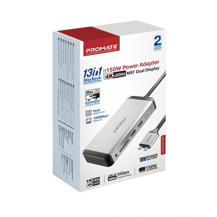 USB-хаб Promate VersaHub USB Type-C 13-в-1 Grey