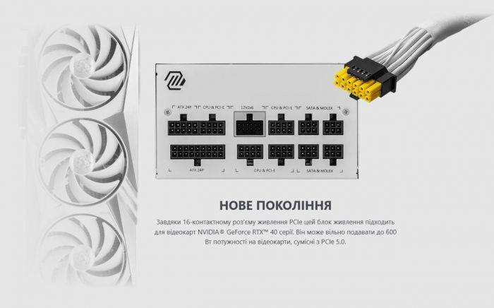 Блок живлення MSI MAG A850GL PCIE5 White 850W