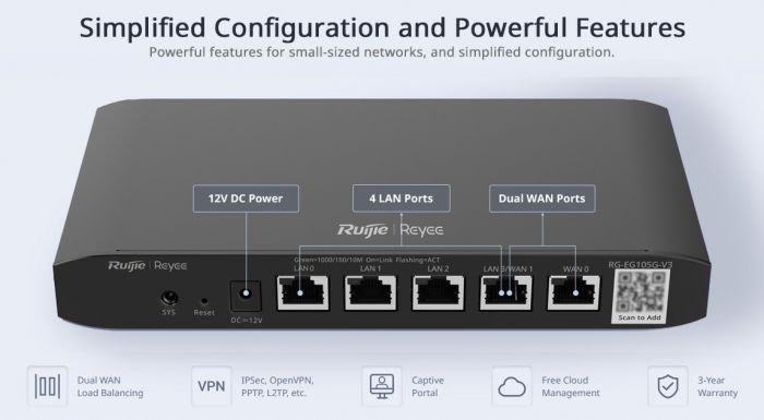 Маршрутизатор Ruijie Reyee RG-EG105G-V3