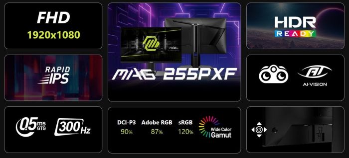 Монітор MSI 24.5" MAG 255PXF IPS Black 300Hz