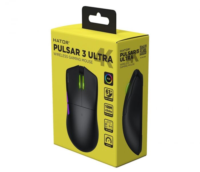 Миша бездротова Hator Pulsar 3 Ultra 4K Wireless Black (HTM680)