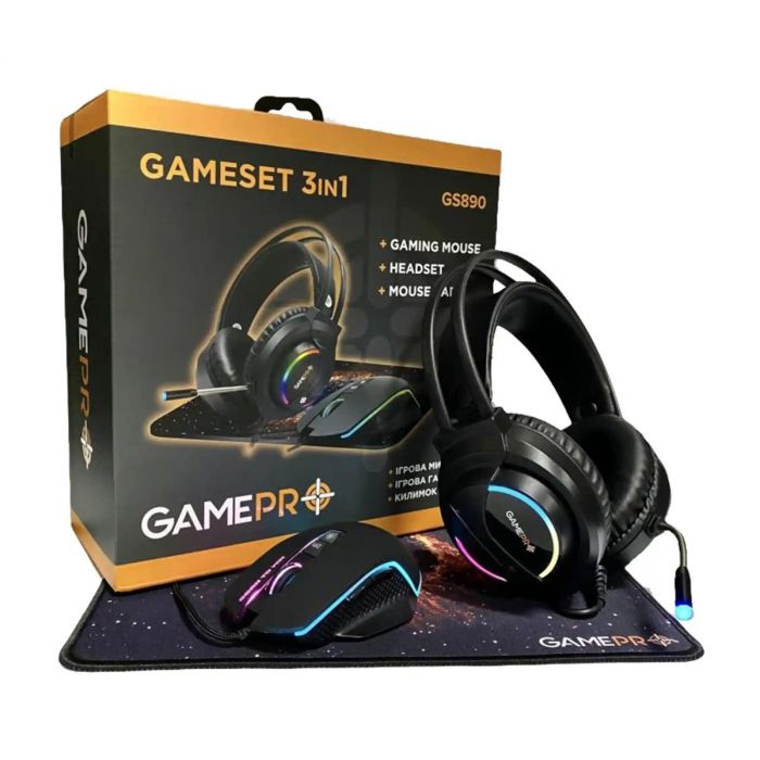 Комплект GamePro Gameset 3 в 1 USB миша + ігрова поверхня + гарнітурою (GS890)