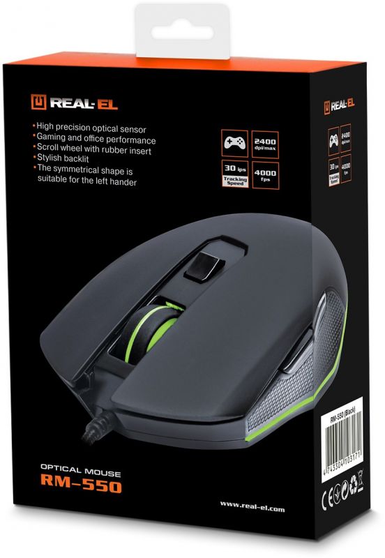 Миша REAL-EL RM-550 Black (EL123200027)