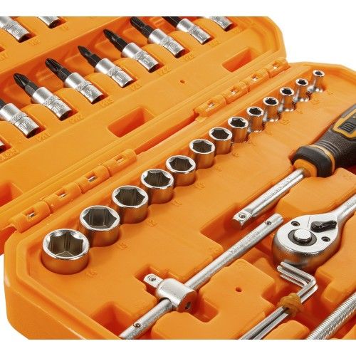 Набір торцевих головок із тріскачкою 1/4" 46 предметів INGCO INDUSTRIAL