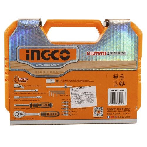 Набір торцевих головок із тріскачкою 1/4" 46 предметів INGCO INDUSTRIAL