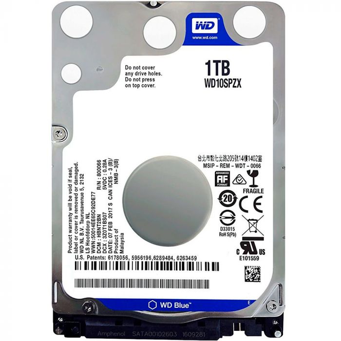Накопичувач HDD 2.5" SATA 1.0TB WD Blue 5400rpm 128MB (WD10SPZX)